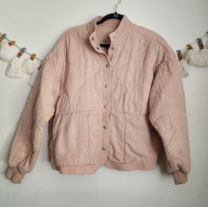 Blank NYC Tencel Pink Drop Shoulder Quilted Oversize Jacket Boho Chic Fall M